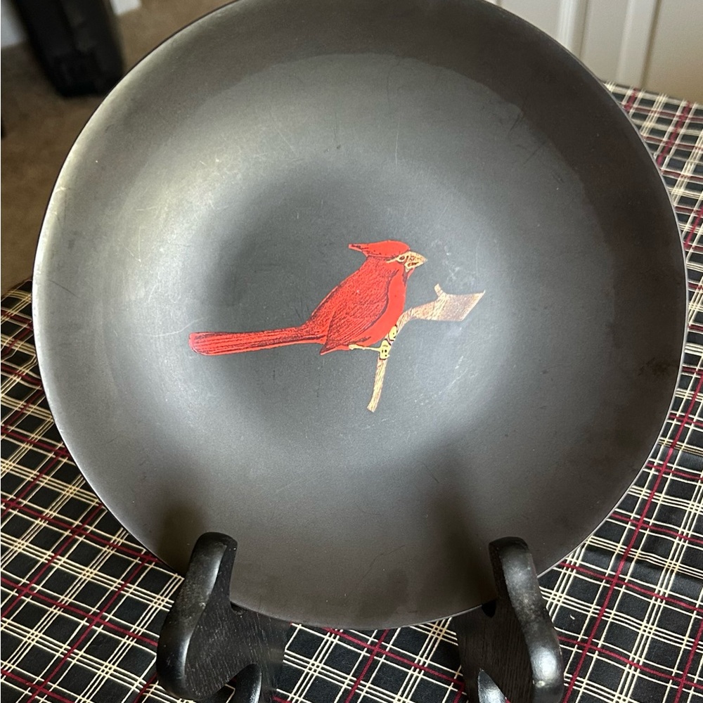 Vintage Couroc of Monterey Red Cardinal Bowl/Decor